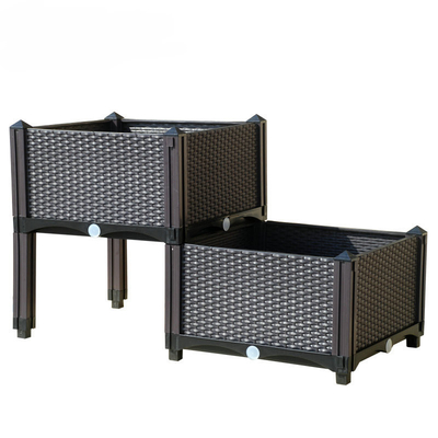 Multifunction Elevated Plastic Planter Box For Vegetable Growing Weather Resistance