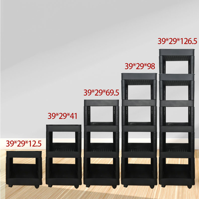 Floor Type Bathroom Layered Plastic Storage Trolley Rack Environment Protection