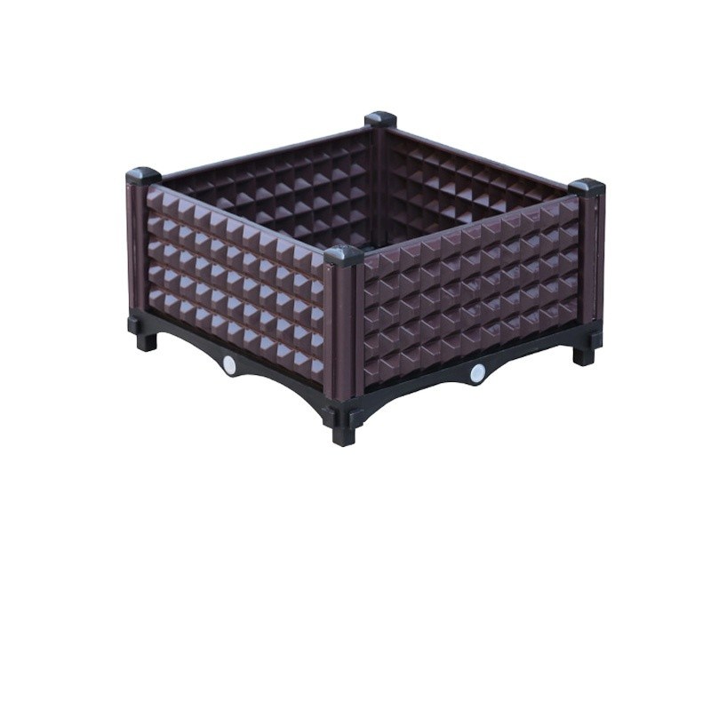 Rattan Design Plastic Raised Planter Boxes Decorative Outdoor 40*40*26CM