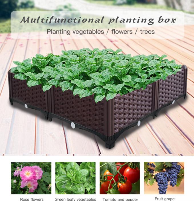 Decorative Modern PP Large Square Plastic Planter Boxes For Balcony