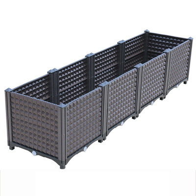 Logo Customized Big Black Plastic Planter On Wheels 120cm Length