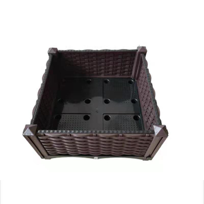 ISO9001 Rectangular Rasied Plastic Planter On Wheels Minimalist Design