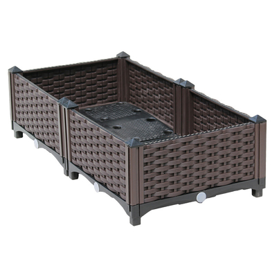 ISO9001 Rectangular Rasied Plastic Planter On Wheels Minimalist Design