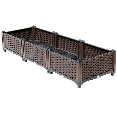 ISO9001 Rectangular Rasied Plastic Planter On Wheels Minimalist Design