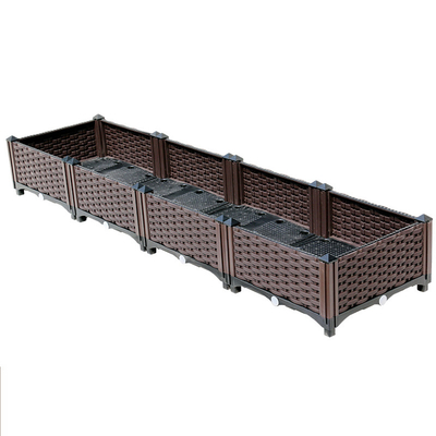 For Sale Brown Rattan Planting Box Rectangle Garden Supplies Large Capacity Flower Pot Outdoor Plastic flower pot stand