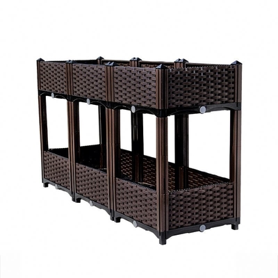 Multi Layer Balcony Plastic Planter On Wheels Rattan Design No Leakage