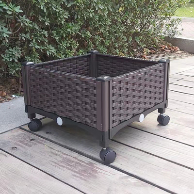 SGS Certified Urban Garden Plastic Planter On Wheels Fire Proof Easy To Assemble