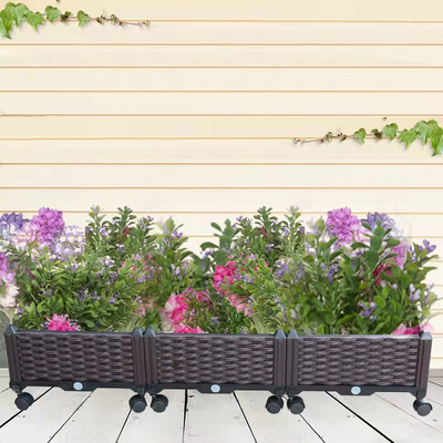 Sun Protection  Large Rectangular  Plastic Planter On Wheels Antioxidant