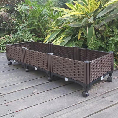 Sun Protection  Large Rectangular  Plastic Planter On Wheels Antioxidant