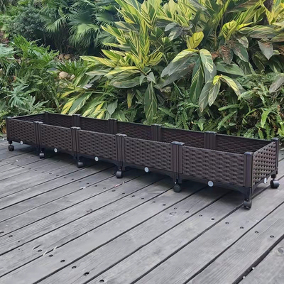 Sun Protection  Large Rectangular  Plastic Planter On Wheels Antioxidant