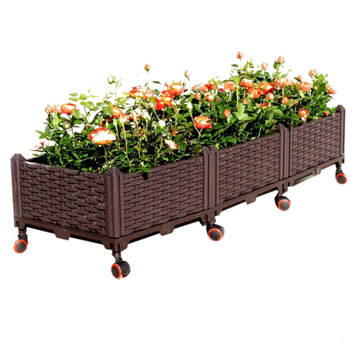 Multifunctional Raised Plastic Garden Planters PVC Raised Garden Bed On Casters