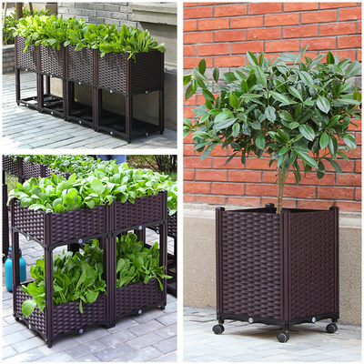 Breathable Elevated Plastic Planter Box Double Tier  Logo Customized