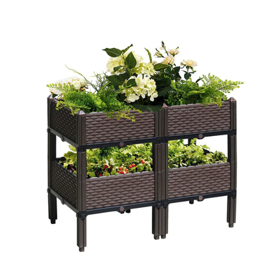 Storable Hand Woven Long Plastic Planter Boxes Elevated Planter Box Plastic