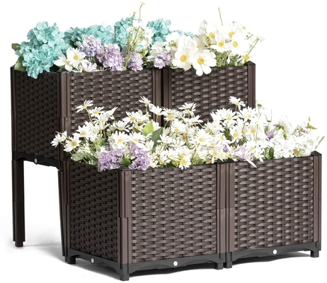 Customizable Plastic Elevated Garden Planter Raised Flower Beds Plastic Not Coated