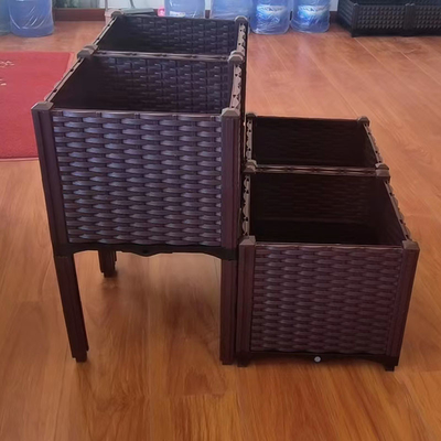 Elevated Rectangular Plastic Flower Pots Garden Bed Assembly