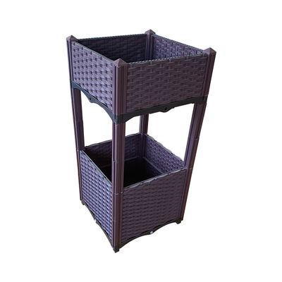 BSCI Large Square Plastic Planter Boxes 2 Layers Minimalist Design