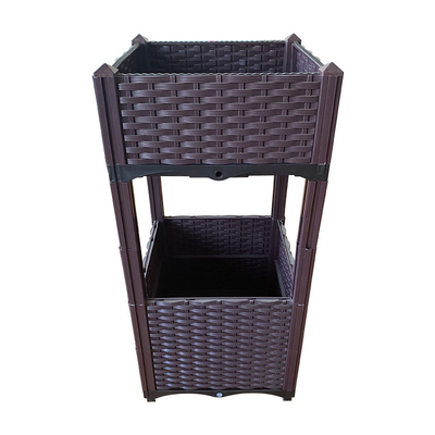 BSCI Large Square Plastic Planter Boxes 2 Layers Minimalist Design