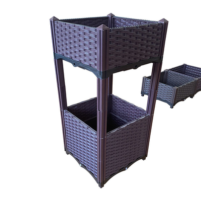 BSCI Large Square Plastic Planter Boxes 2 Layers Minimalist Design