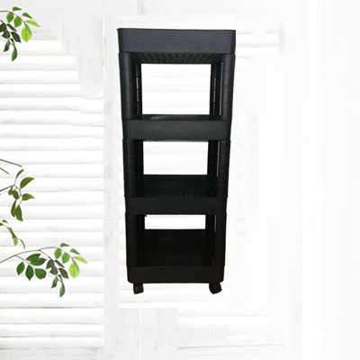 Family Multifunctional  Plastic Portable Shelves Four Wheels Kitchen Storage Trolley