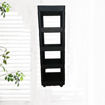 Family Multifunctional  Plastic Portable Shelves Four Wheels Kitchen Storage Trolley